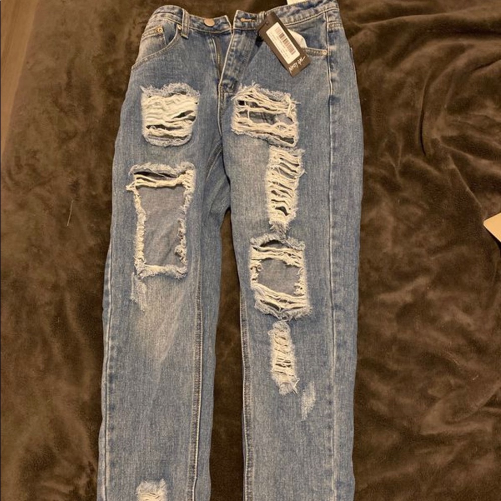 NastyGal Distressed Mom Jeans